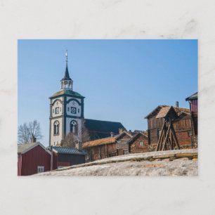 De plaats Roros, Noorwegen van Unesco. Kerk en Briefkaart
