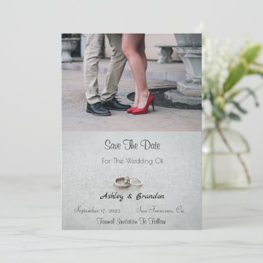 De plaats Sidewalk bewaart de Datum Save The Date (Staand voorkant)