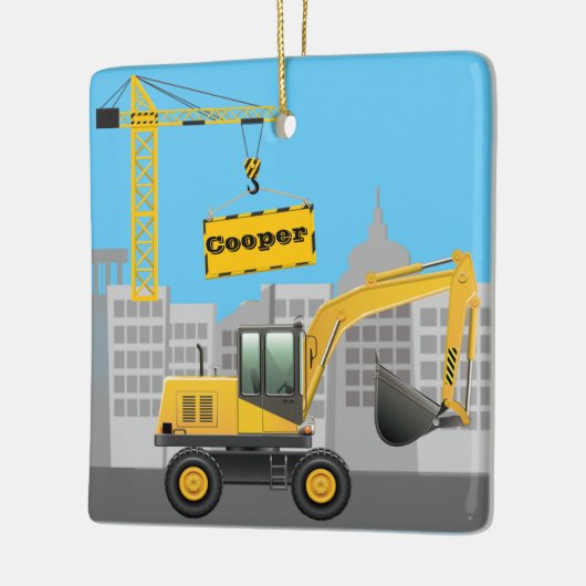 De plaats van de Bouw van de opgraver personalisee Keramisch Ornament (Links)