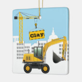 De plaats van de Bouw van de opgraver personalisee Keramisch Ornament (Links)