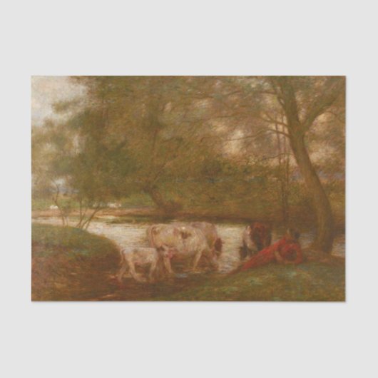 De plaats van de watering door Edward Stott Tissuepapier (Voorkant)
