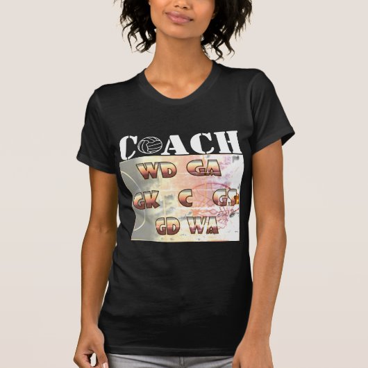 De Plaatsen van de speler en de Coach van Netball  T-shirt (Voorkant)