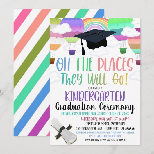 De plaatsen waar ze naartoe gaan Afstuderen Invita Kaart (Voorkant / Achterkant)