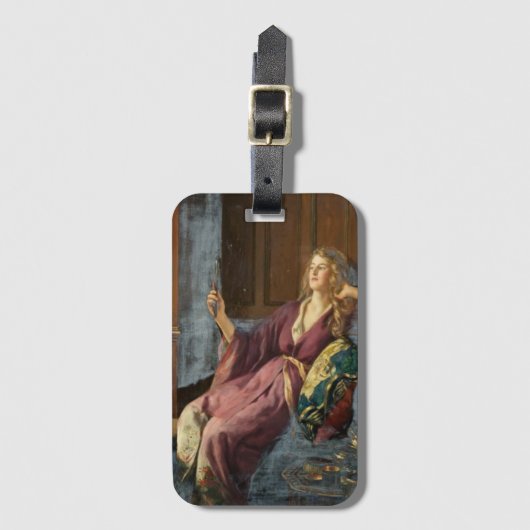 De plagerige coquette (door John Collier) Bagagelabel (Voorkant (verticaal))