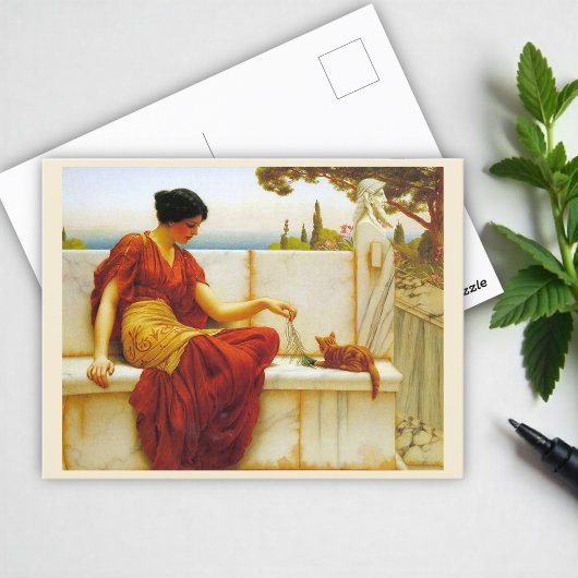 De plagerij door John William Godward Briefkaart