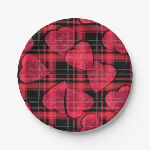 De plaid van de liefde papieren bordje