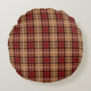 De Plaid van het pixel in Rood en Gouden Rond Kussen