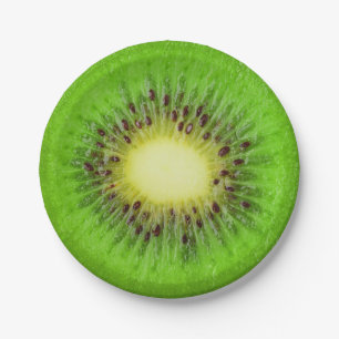 De plak van de kiwi papieren bordje