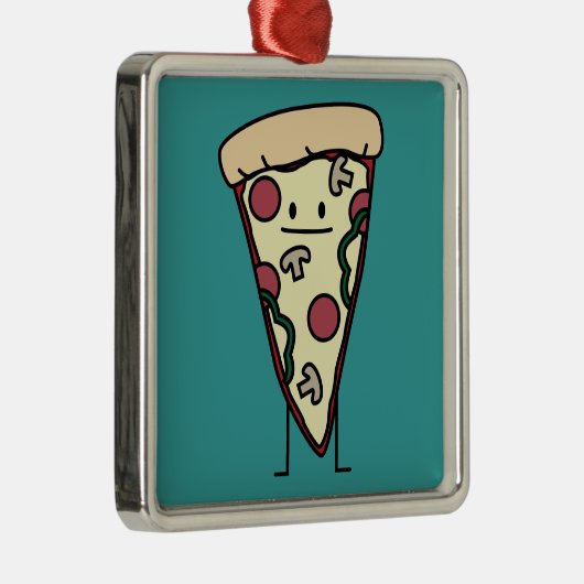 De Plak van de pizza Metalen Ornament (Rechts)