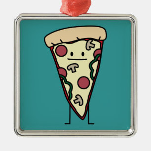 De Plak van de pizza Metalen Ornament