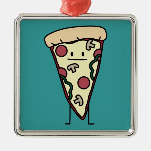 De Plak van de pizza Metalen Ornament (Voorkant)