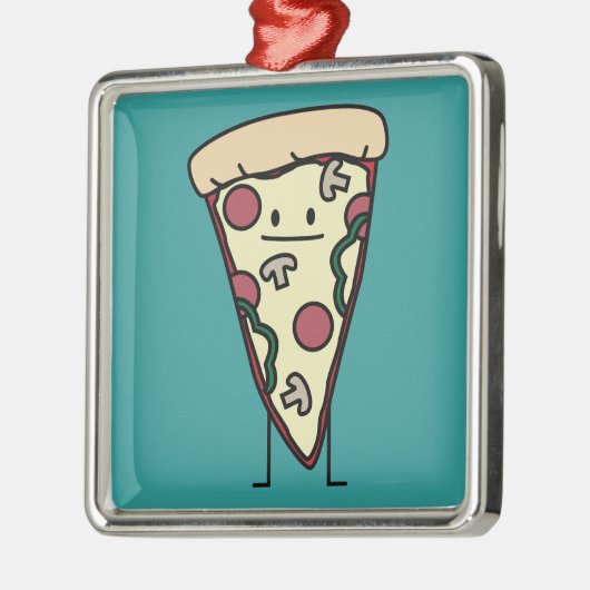 De Plak van de pizza Metalen Ornament (Links)