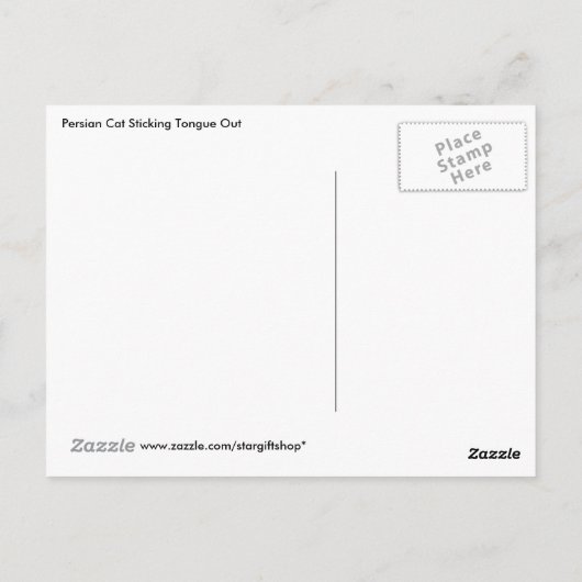 De Plakkende Tong van de Perzische kat uit Briefkaart (Achterkant)
