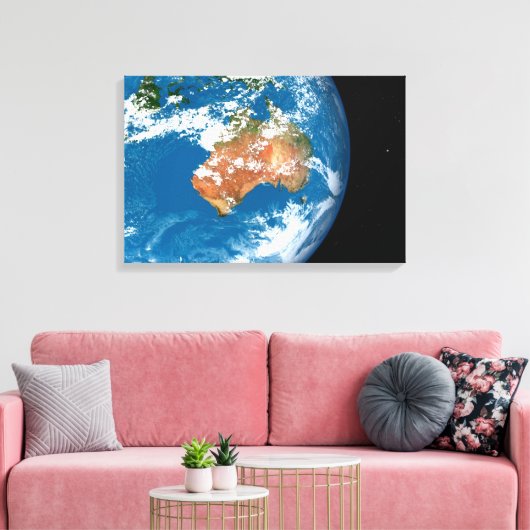 De planeet Aarde toont wolken boven Australië. Canvas Afdruk (Insitu (Woonkamer))