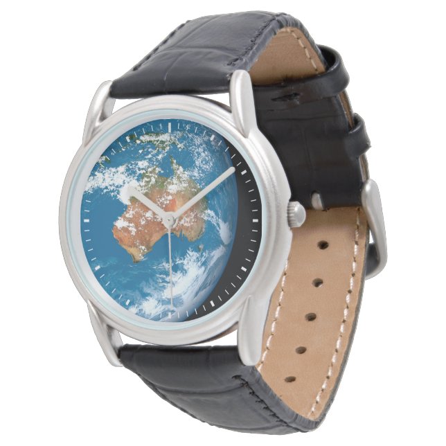 De planeet Aarde toont wolken boven Australië. Horloge (Gekanteld)