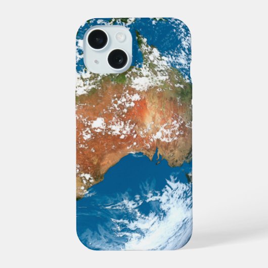 De planeet Aarde toont wolken boven Australië. iPhone 15 Case (Achterkant)