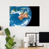 De planeet Aarde toont wolken boven Australië. Poster (Thuiskantoor)