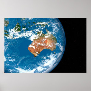 De planeet Aarde toont wolken boven Australië. Poster