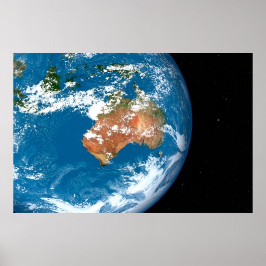 De planeet Aarde toont wolken boven Australië. Poster (Voorkant)