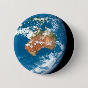 De planeet Aarde toont wolken boven Australië. Ronde Button 5,7 Cm