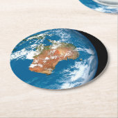 De planeet Aarde toont wolken boven Australië. Ronde Kartonnen Onderzetter (Gebogen)