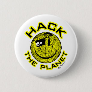 De planeet hacken ronde button 5,7 cm