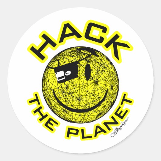 De planeet hacken ronde sticker (Voorkant)