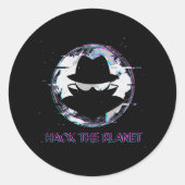 De planeet hacken ronde sticker (Voorkant)