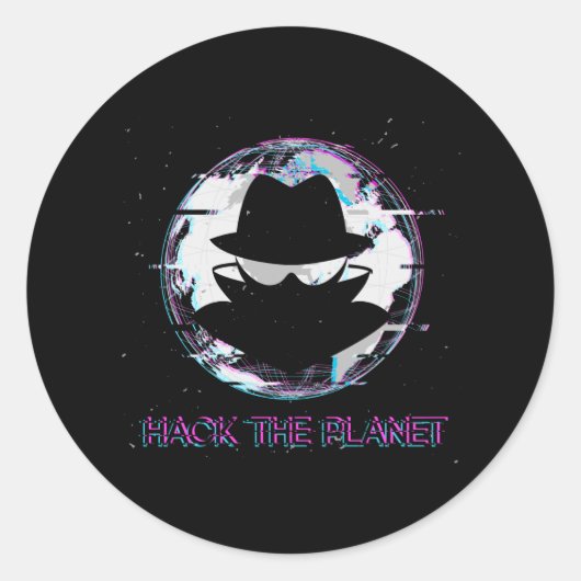 De planeet hacken ronde sticker (Voorkant)