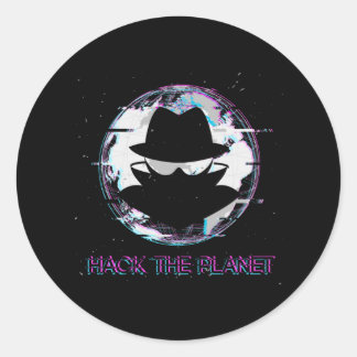 De planeet hacken ronde sticker