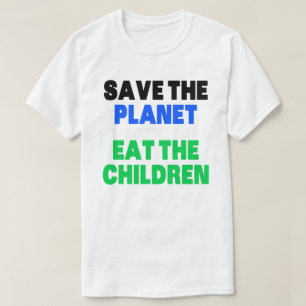 De planeet opeten met de kinderen die de T-shirt k