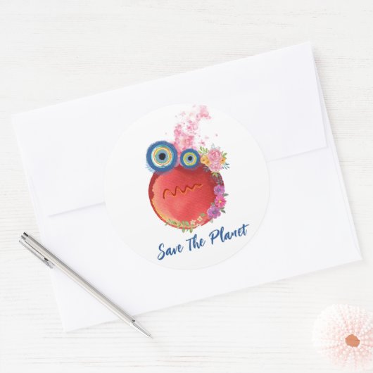 De planeet opslaan ronde sticker (Envelop)