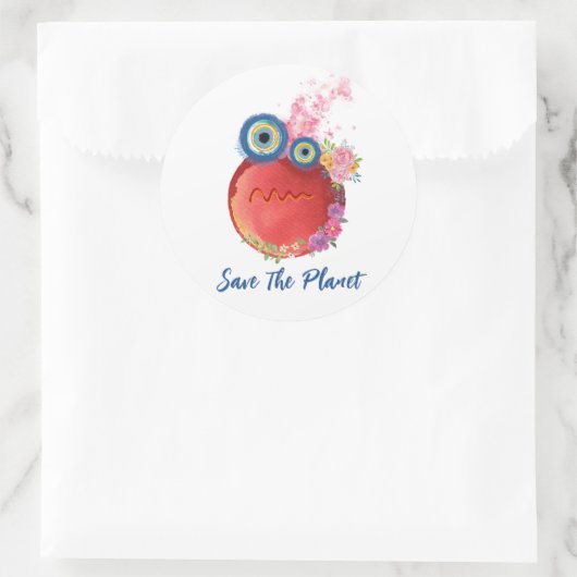 De planeet opslaan ronde sticker (Tas)