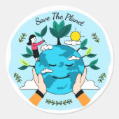 De planeet opslaan ronde sticker (Voorkant)