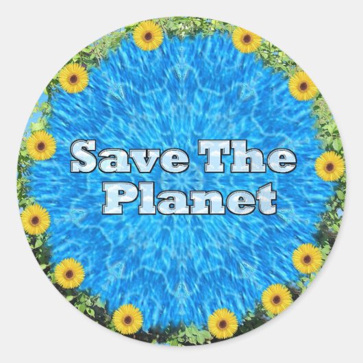 De planeet opslaan ronde sticker (Voorkant)