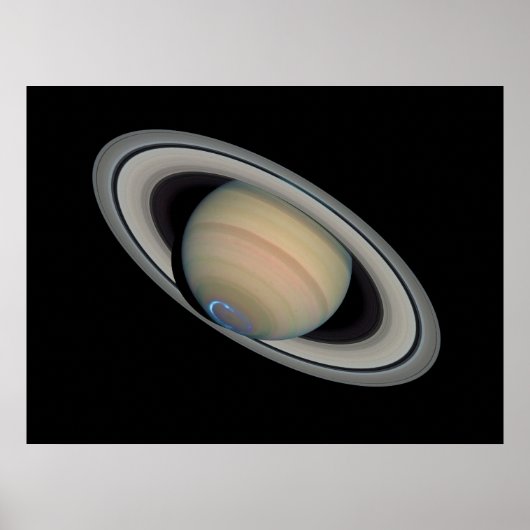 De planeet Saturn met Auroras Poster (Voorkant)