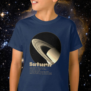 De planeet Saturnus met kinder ringen en feiten T-shirt