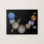 De planeten van het zonnestelsel in ons melkwegste legpuzzel (Horizontaal)