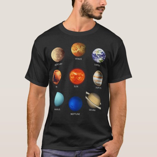 De planeten van ons zonnestelsel t-shirt (Voorkant)