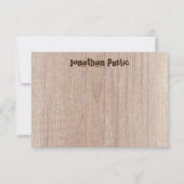 De plank van het hout kijkt elegante vervormde tek notitiekaartje (Voorkant)
