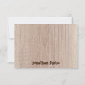 De plank van het hout kijkt elegante vervormde tek notitiekaartje (Achterkant)