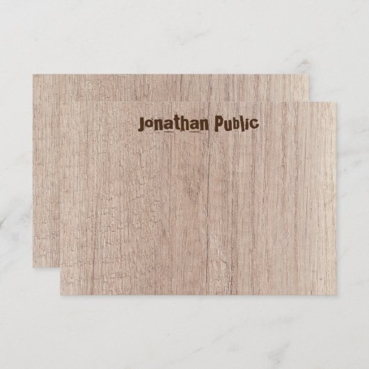 De plank van het hout kijkt elegante vervormde tek notitiekaartje (Voorkant / Achterkant)