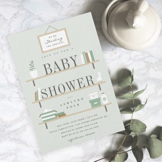 De planken vullen baby shower kaart