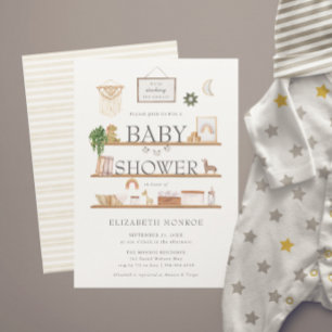De planken vullen Boho baby shower voor een kind