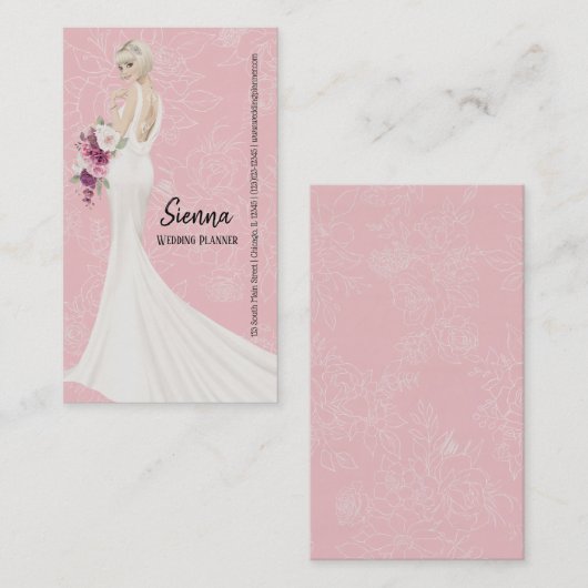 De Planner van de bruiloft kiest achtergrondkleur Visitekaartje (Voorkant / Achterkant)