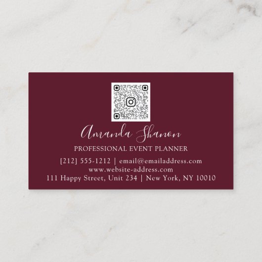 De Planner van de gebeurtenis drijft Roos QR Code Visitekaartje (Achterkant)
