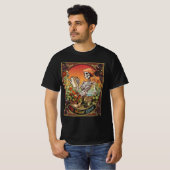 De Plant Lover Tarot Kaart Skeleton Skull Flowers T-shirt (Voorkant volledig)