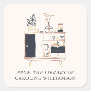 De Planten van de douane Boho van de Bibliotheek v Vierkante Sticker