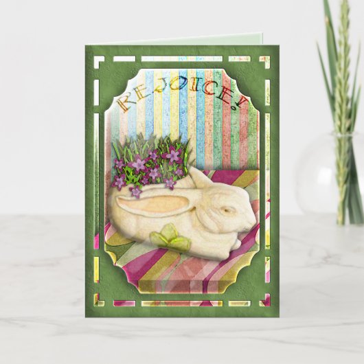 De Planter van de paashaas in het Groene Venster Feestdagen Kaart (Voorkant)