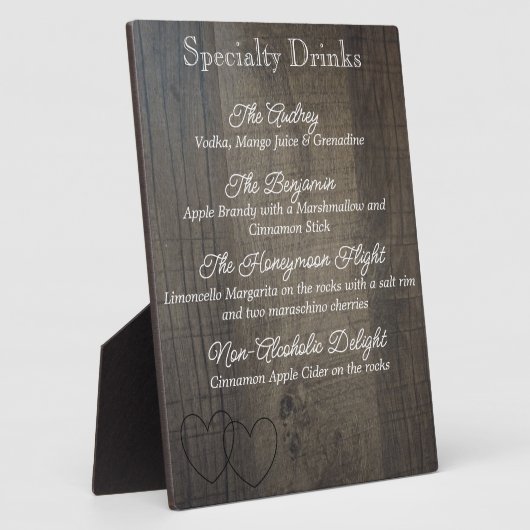 De Plaque van het Menu van de Drink van het "Hout  Fotoplaat (Zijkant)